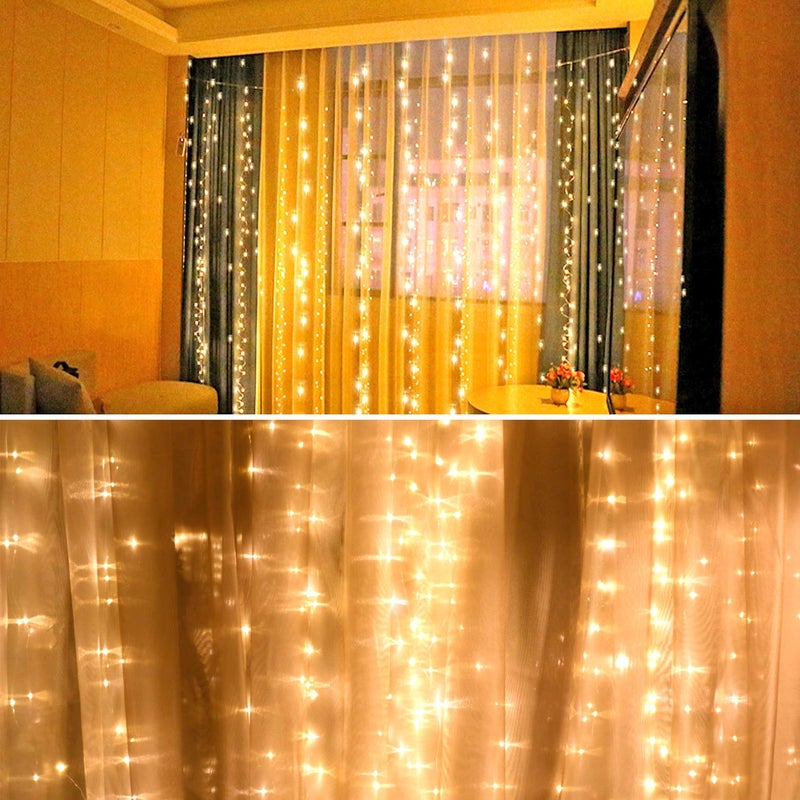 JMTGNSEP LED String Light 300 LED Lights 8 Modes Control Decoration USB Powered Waterproof Lights for Curtain Christmas Bedroom Party Wedding Home (9.8ft X 9.8ft ,White) - Image 3